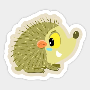 cute little prickly golden hedgehog Sticker